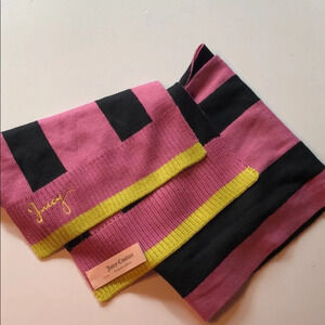 Juicy NWOT pink black striped soft  scarf.